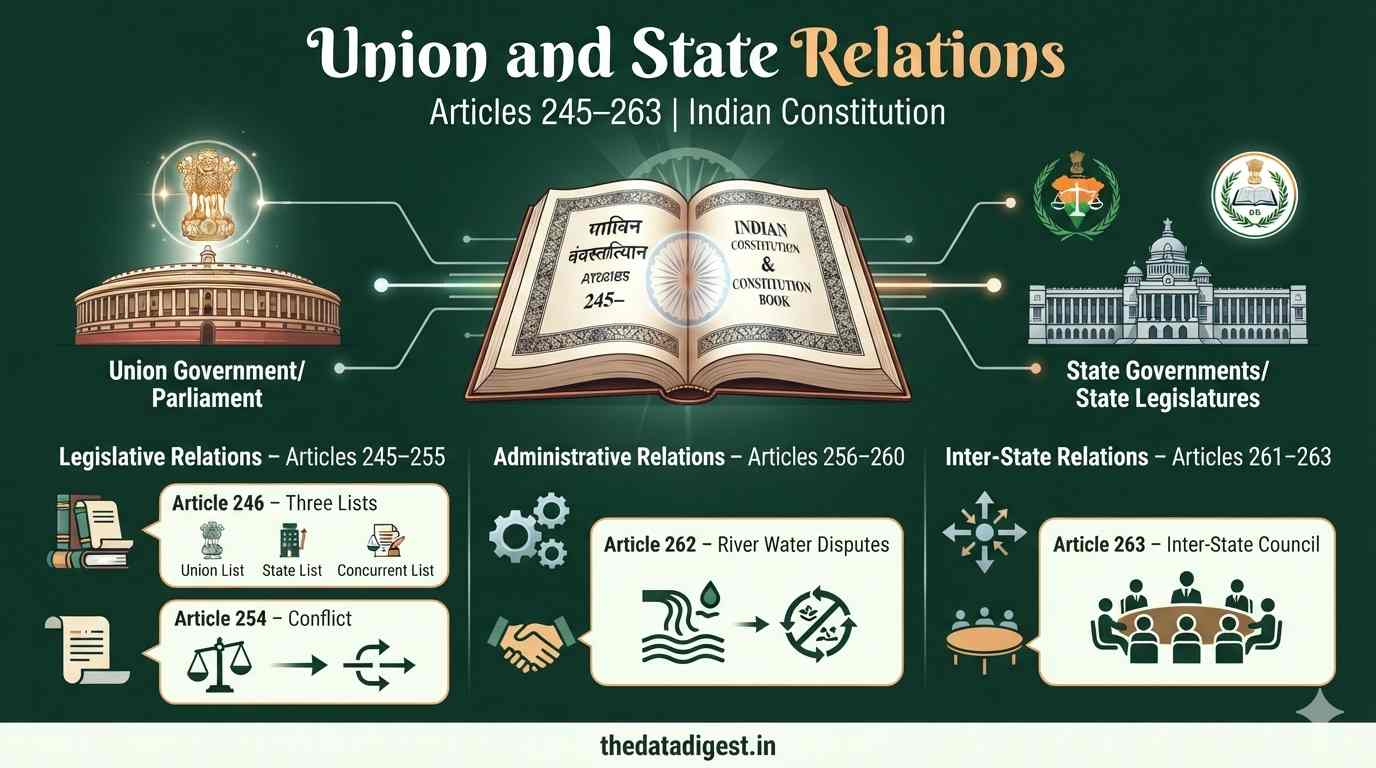 Union and State Relations Articles 245 to 263 Indian Constitution